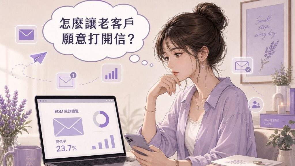 中小企業EDM電子郵件行銷,思考如何提高老客戶開信率的插畫