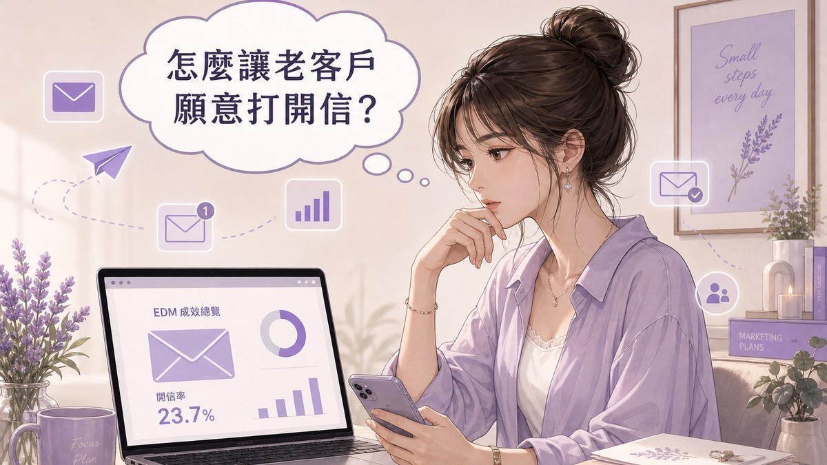 中小企業EDM電子郵件行銷，思考如何提高老客戶開信率的插畫