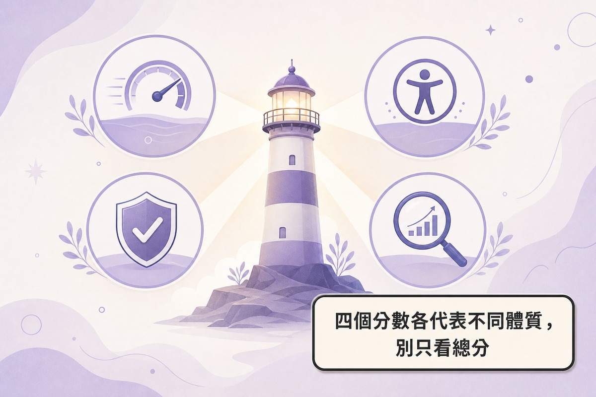 圖解Lighthouse四大檢測類別:Performance效能、Accessibility可存取性、Best Practices最佳實務、SEO,各自獨立計分