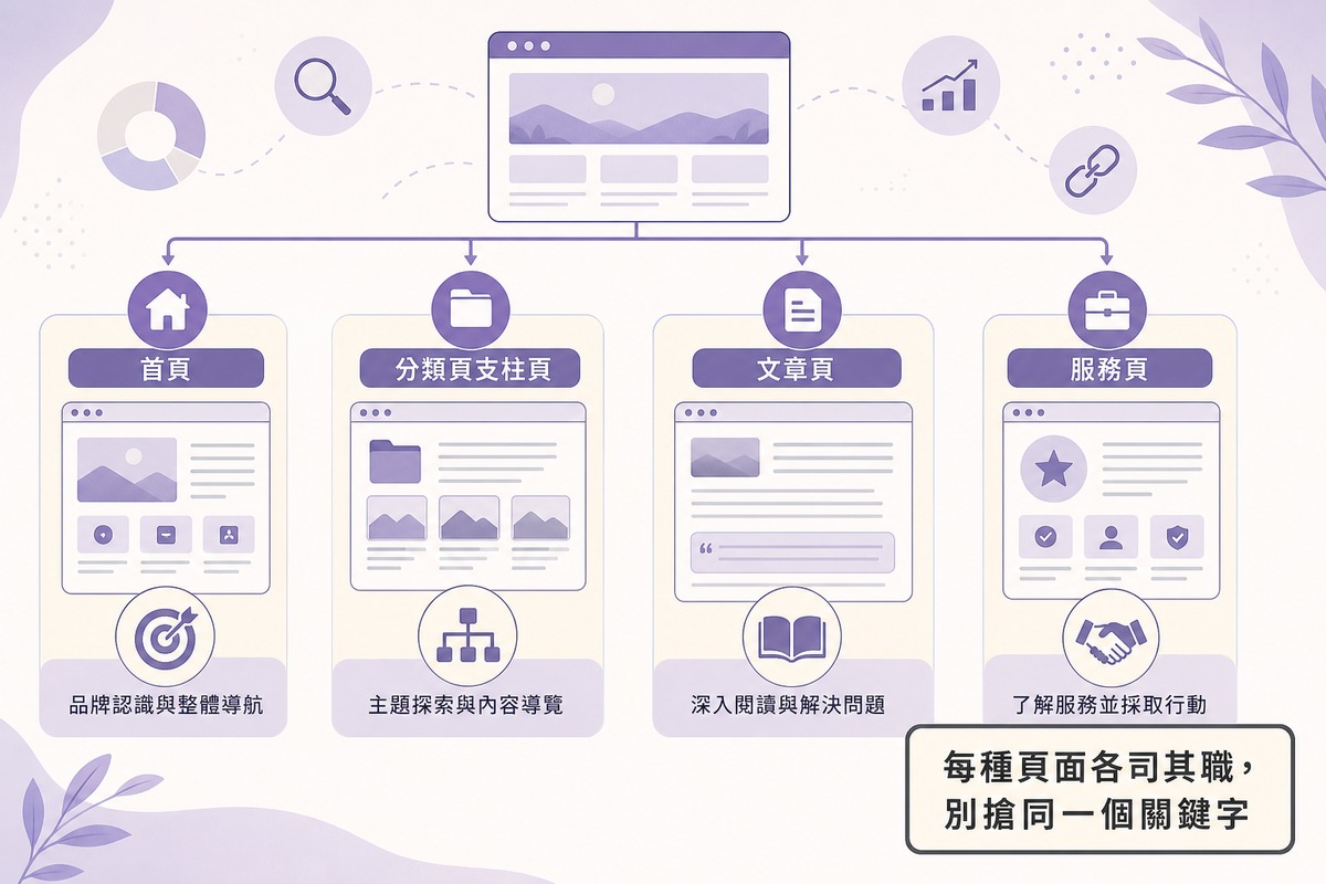 WordPress網站四種頁面分工圖解:首頁、分類頁、文章頁、服務頁