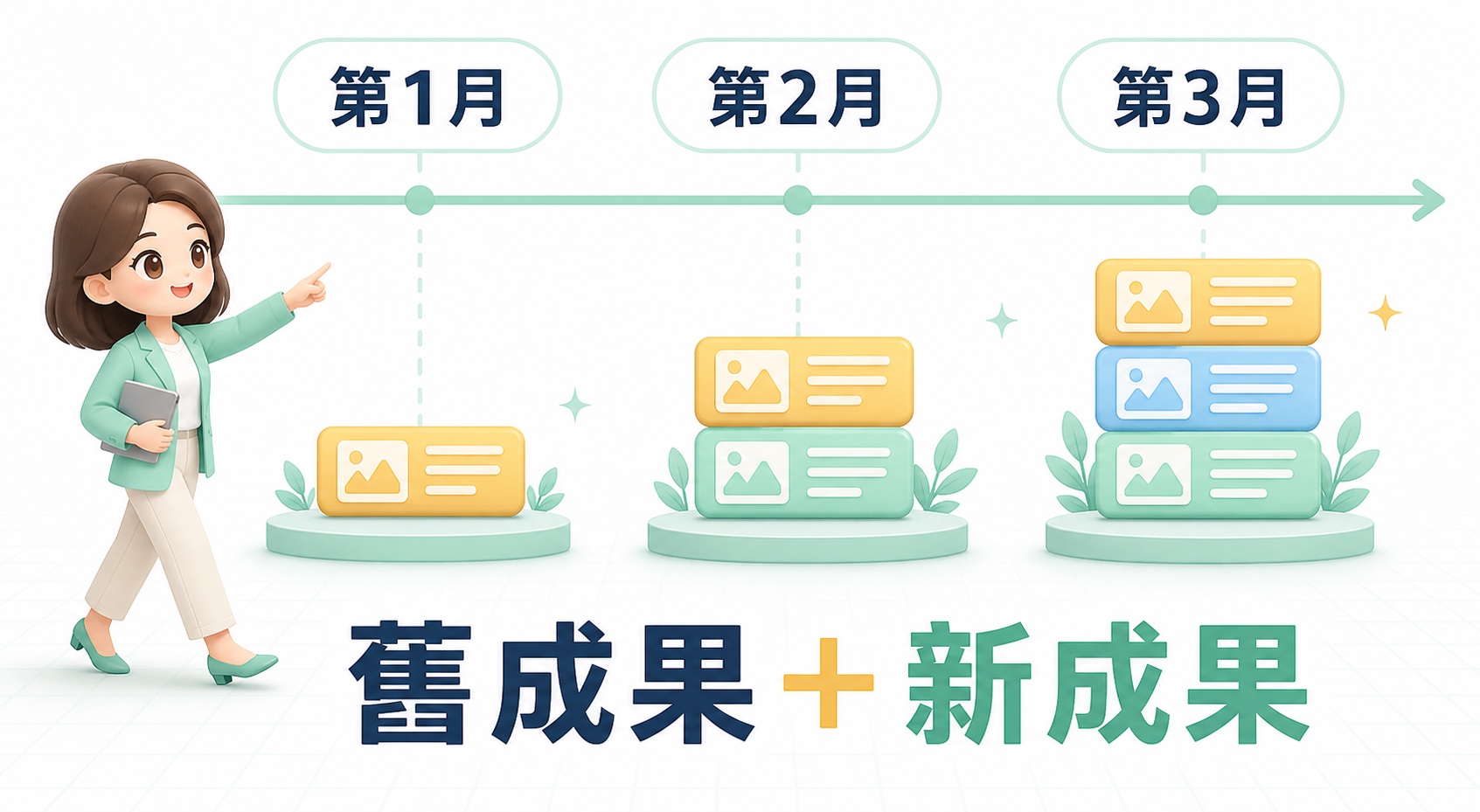 三個月成果疊加示意