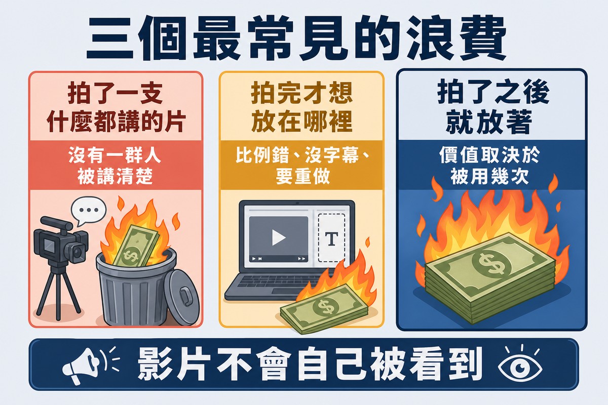 三張卡片,分別是拍了什麼都講的片、拍完才想放哪裡、拍完就放著,第三張的份量最重
